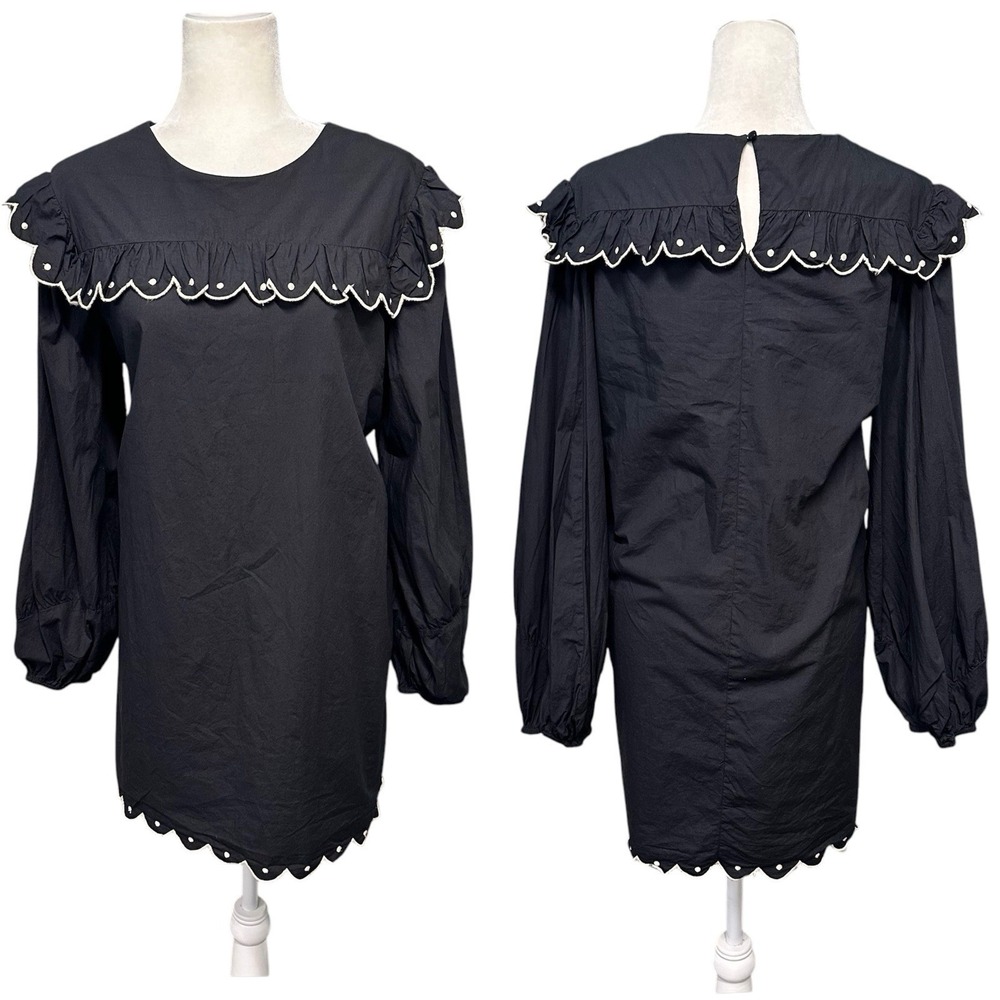 Anthropologie Corey Lynn Calter Long Sleeve Julia Dress Womens Size L Black Puff